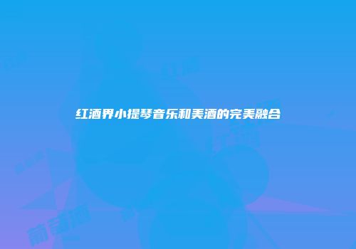 红酒界小提琴音乐和美酒的完美融合