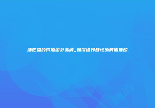 酒吧里的啤酒国外品牌_畅饮世界各地的啤酒佳酿