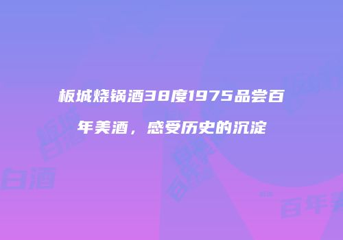 板城烧锅酒38度1975品尝百年美酒，感受历史的沉淀