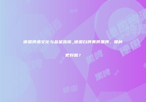 德国啤酒文化与品鉴指南_德国白啤黄啤黑啤，哪种更好喝？
