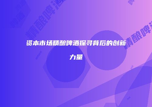 资本市场精酿啤酒探寻背后的创新力量