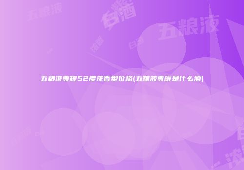 五粮液尊耀52度浓香型价格(五粮液尊耀是什么酒)