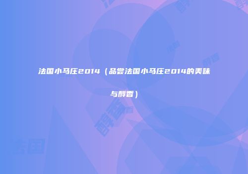 法国小马庄2014（品尝法国小马庄2014的美味与醇香）