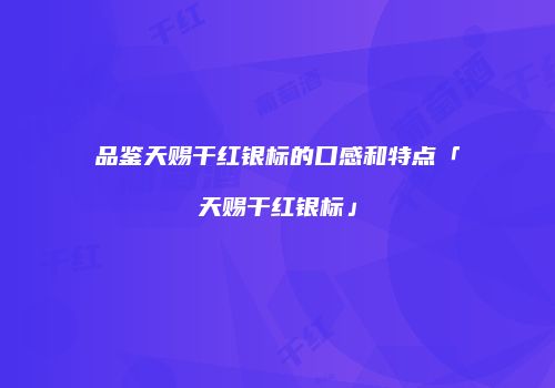品鉴天赐干红银标的口感和特点「天赐干红银标」