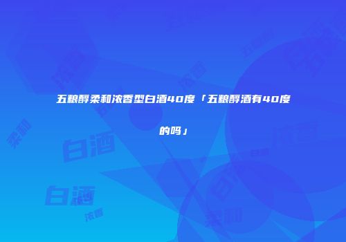 五粮醇柔和浓香型白酒40度「五粮醇酒有40度的吗」