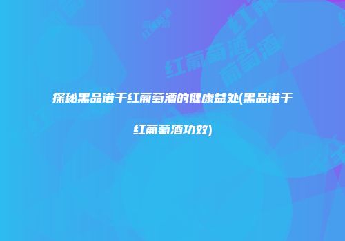 探秘黑品诺干红葡萄酒的健康益处(黑品诺干红葡萄酒功效)