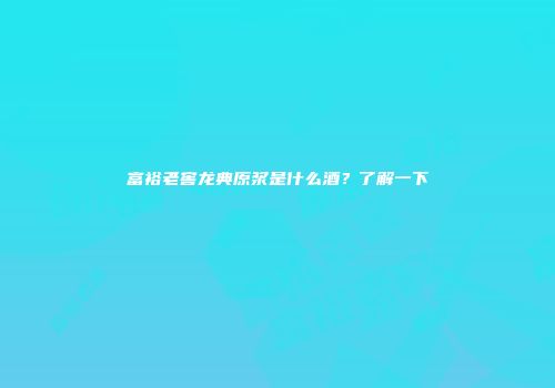 富裕老窖龙典原浆是什么酒？了解一下