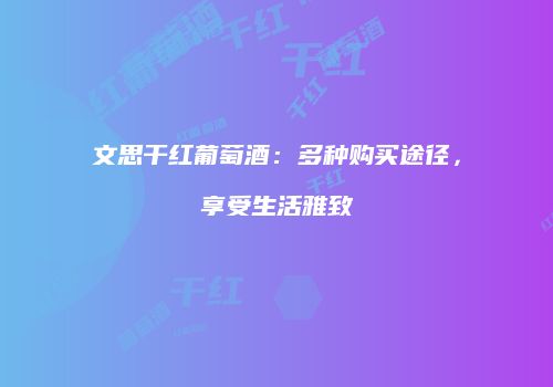 文思干红葡萄酒：多种购买途径，享受生活雅致