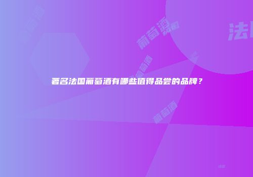 著名法国葡萄酒有哪些值得品尝的品牌？