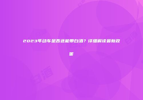 2023年动车是否还能带白酒？详细解读最新政策