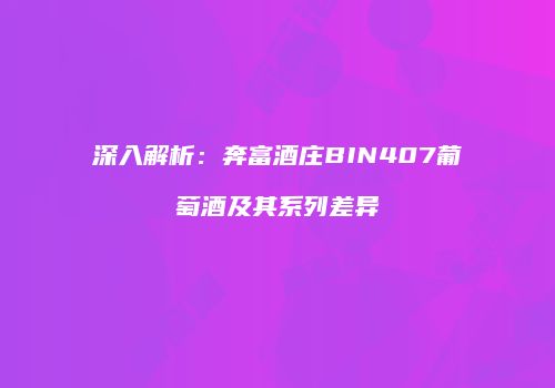 深入解析：奔富酒庄BIN407葡萄酒及其系列差异