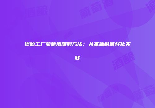 揭秘工厂葡萄酒酿制方法：从基础到多样化实践