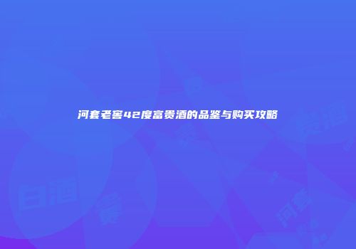 河套老窖42度富贵酒的品鉴与购买攻略
