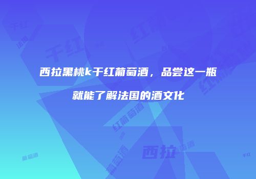 西拉黑桃k干红葡萄酒，品尝这一瓶就能了解法国的酒文化