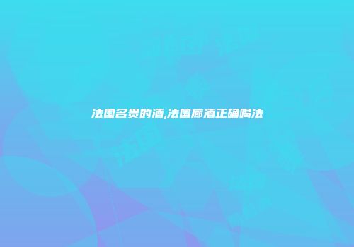 法国名贵的酒,法国廊酒正确喝法