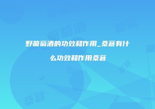 野葡萄酒的功效和作用_桑葚有什么功效和作用桑葚