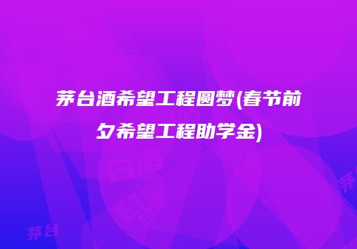 茅台酒希望工程圆梦(春节前夕希望工程助学金)