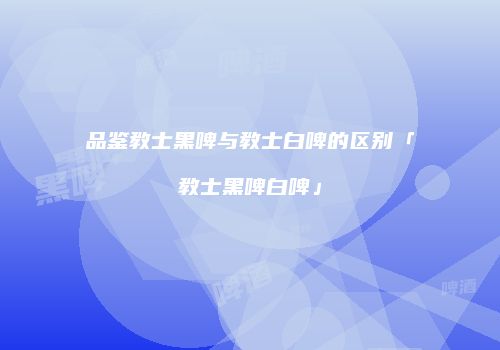 品鉴教士黑啤与教士白啤的区别「教士黑啤白啤」