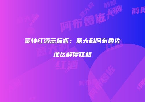 蒙特红酒蓝标瓶：意大利阿布鲁佐地区醇厚佳酿