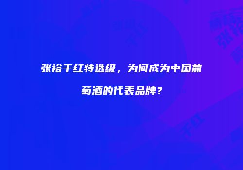 张裕干红特选级，为何成为中国葡萄酒的代表品牌？