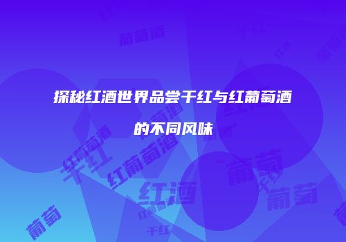 探秘红酒世界品尝干红与红葡萄酒的不同风味