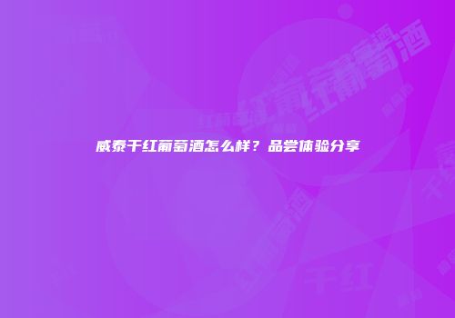 威泰干红葡萄酒怎么样？品尝体验分享