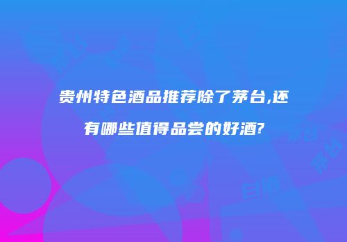 贵州特色酒品推荐除了茅台,还有哪些值得品尝的好酒?