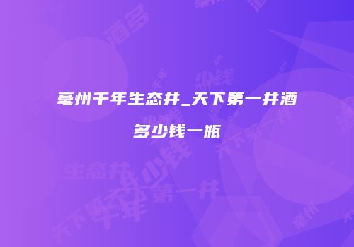 毫州千年生态井_天下第一井酒多少钱一瓶