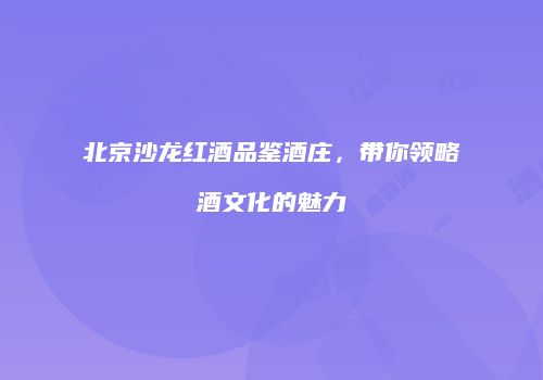 北京沙龙红酒品鉴酒庄，带你领略酒文化的魅力