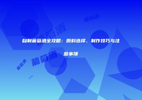 自制葡萄酒全攻略：原料选择、制作技巧与注意事项