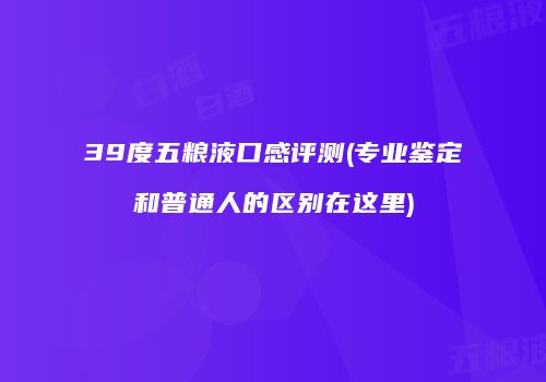 39度五粮液口感评测(专业鉴定和普通人的区别在这里)