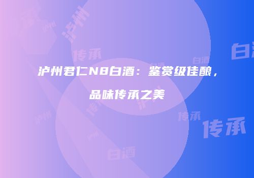 泸州君仁N8白酒：鉴赏级佳酿，品味传承之美