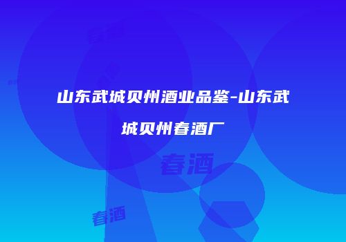 山东武城贝州酒业品鉴-山东武城贝州春酒厂