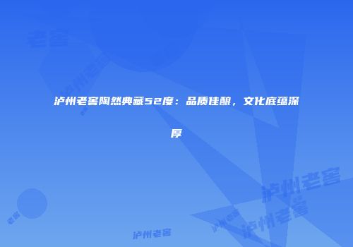 泸州老窖陶然典藏52度：品质佳酿，文化底蕴深厚