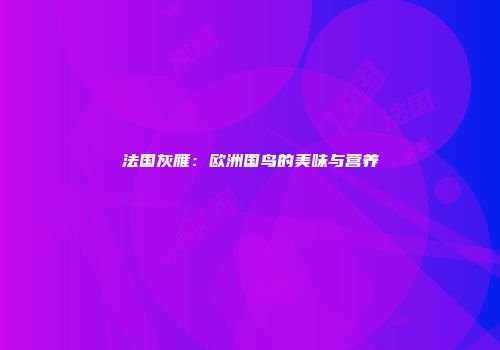 法国灰雁：欧洲国鸟的美味与营养