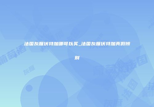 法国灰雁伏特加哪可以买_法国灰雁伏特加真假辨别
