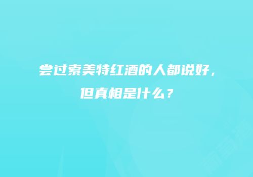 尝过索美特红酒的人都说好，但真相是什么？