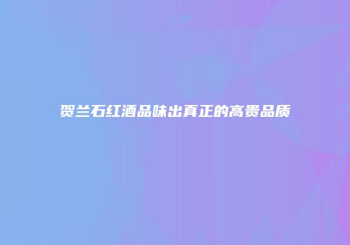 贺兰石红酒品味出真正的高贵品质