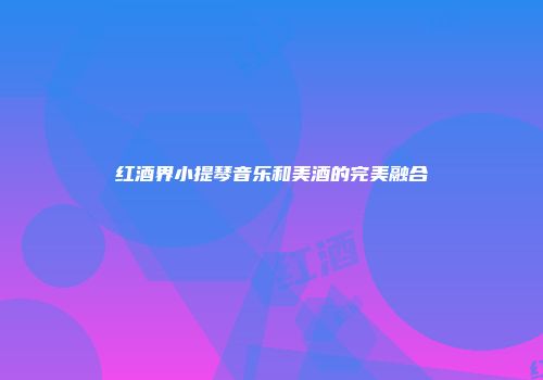 红酒界小提琴音乐和美酒的完美融合