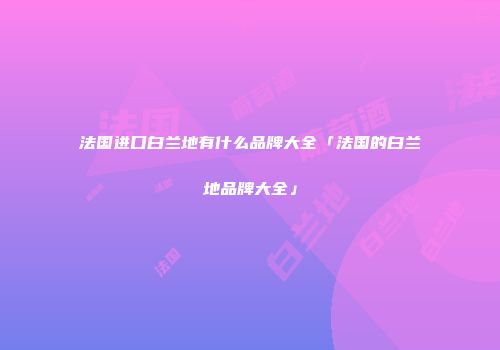 法国进口白兰地有什么品牌大全「法国的白兰地品牌大全」