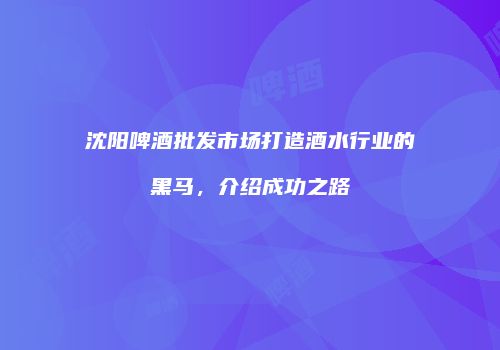 沈阳啤酒批发市场打造酒水行业的黑马，介绍成功之路