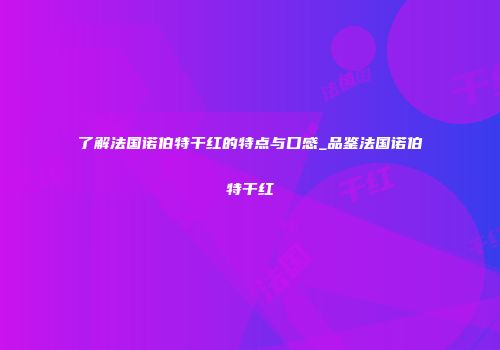 了解法国诺伯特干红的特点与口感_品鉴法国诺伯特干红