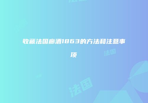 收藏法国廊酒1863的方法和注意事项