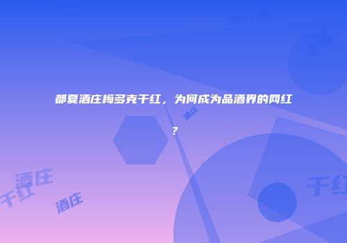 都夏酒庄梅多克干红，为何成为品酒界的网红？