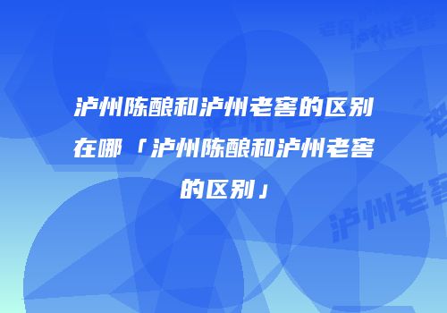 泸州陈酿和泸州老窖的区别在哪「泸州陈酿和泸州老窖的区别」