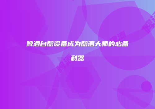 啤酒自酿设备成为酿酒大师的必备利器