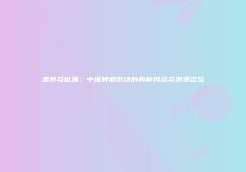 黑啤与世涛：中国啤酒市场的两种风格与消费定位