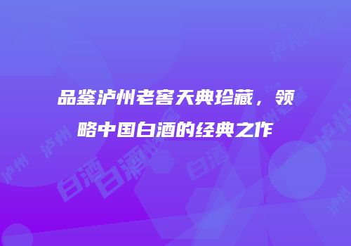 品鉴泸州老窖天典珍藏，领略中国白酒的经典之作