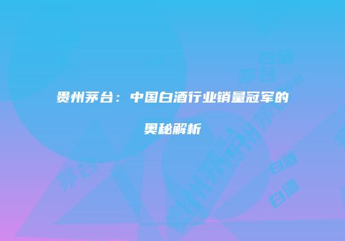贵州茅台：中国白酒行业销量冠军的奥秘解析