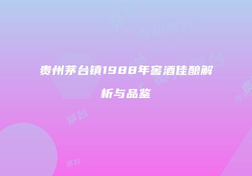 贵州茅台镇1988年窖酒佳酿解析与品鉴